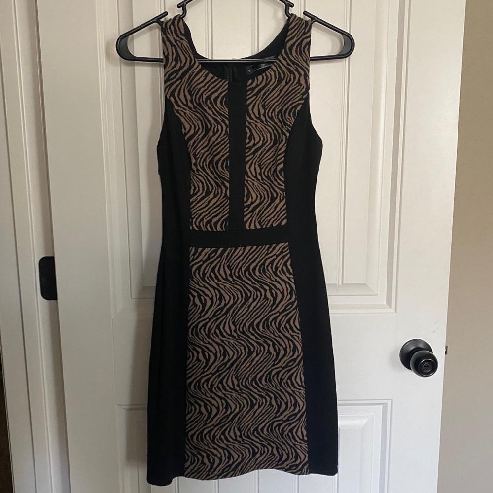 Black & Brown Printed Cutout Dress